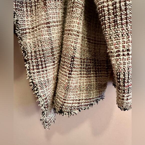 Max Studio Pink Black Tweed Fringe Open Blazer 3XL - Picture 4 of 12